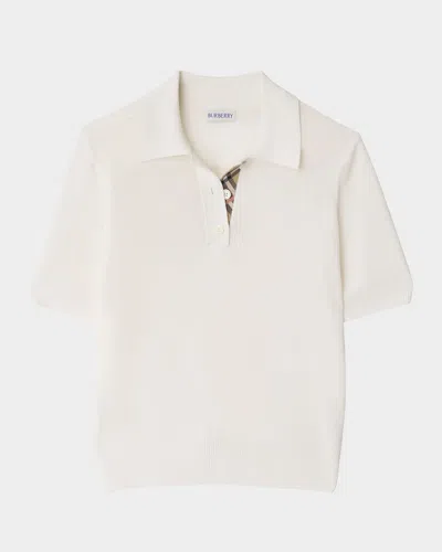 Burberry Check-trim Short-sleeve Knit Polo Shirt
