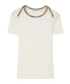 Burberry Stephanie Tartan-trimmed Stretch-cotton Jersey T-shirt In White