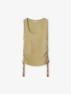 Burberry Check Trim Stretch Cotton Vest In Hemlock