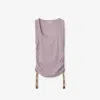 Burberry Ruched Drawstring Cotton Tank Top In Wisteria