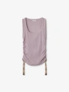 Burberry Ruched Drawstring Cotton Tank Top In Wisteria