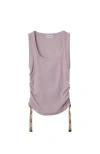 Burberry Ruched Drawstring Cotton Tank Top In Wisteria