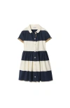 Burberry Kids'  Check Trim Striped Cotton Shirt Dress In Multi