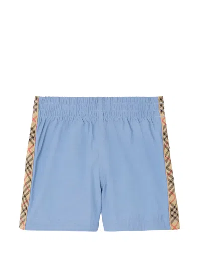 Burberry Babies' Check Trim Swim Shorts In Blue