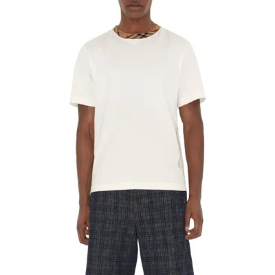 Tシャツ・カットソー Burberry 'Ryan In Cotone Bianca Con Finiture 'Check' T-Shirt Burberry Ryan In Cotone Bianca Con Finiture Check T-shirt In