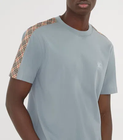 Burberry Check-trim T-shirt In Blue