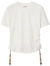 Burberry White T-shirt With Check Pattern Detail In Neutrals