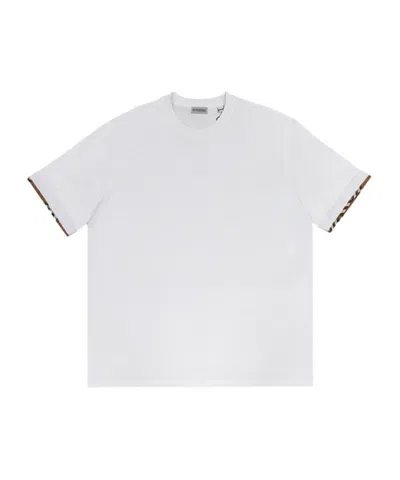 Burberry Check Trim T-shirt In White