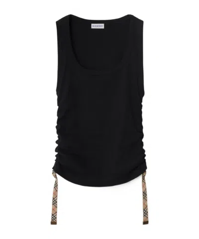 BURBERRY BURBERRY CHECK BUCKLE DETAILED RIBBED TANK TOP