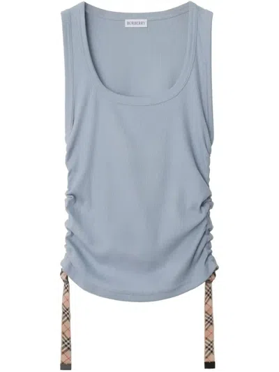 BURBERRY CHECK-TRIM TANK TOP - WOMEN'S - ELASTANE/POLYESTER/COTTON