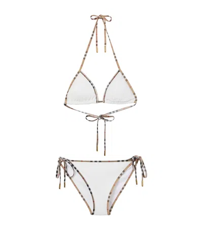 Burberry Check Trim Triangle Bikini In White