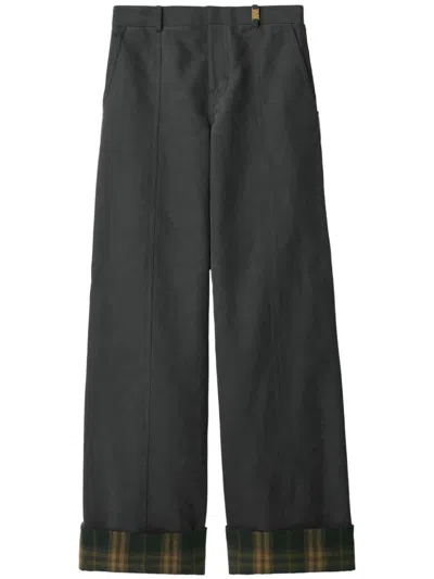 BURBERRY CHECK-TRIM TROUSERS