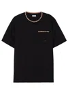 Burberry Cotton Logo T-shirt With Checkered Trim And Chest Pocket In Black