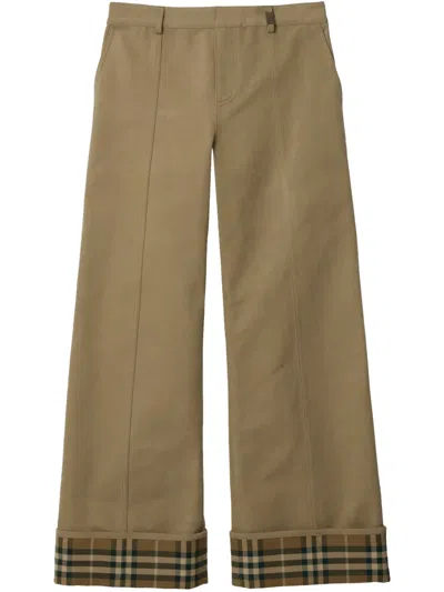 Burberry Check-trim Wide-leg Trousers In Mountain