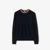 Burberry Crew Neck Knitwear With Distinctive Patterned Collar