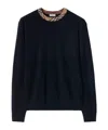 Burberry Crew Neck Knitwear With Distinctive Patterned Collar