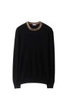 Burberry Crew Neck Knitwear With Distinctive Patterned Collar
