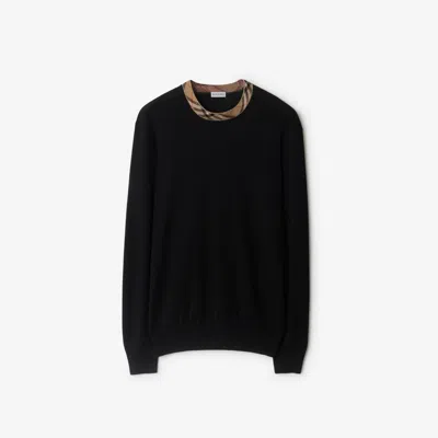BURBERRY BURBERRY CHECK TRIM WOOL SWEATER