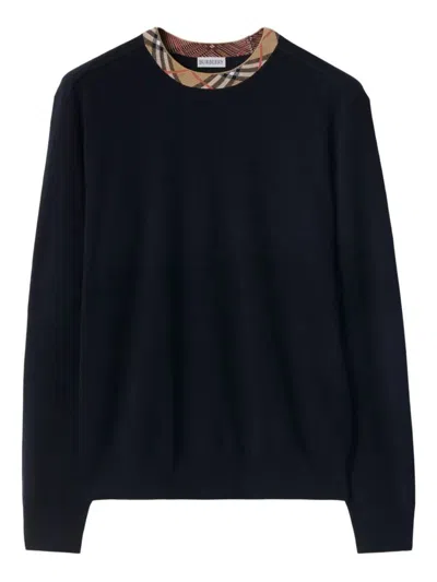 BURBERRY BURBERRY CHECK TRIM WOOL SWEATER CLOTHING