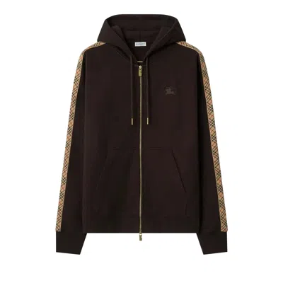 Pre-owned Burberry Check Trim Zip Hoodie 'clove Brown' | Men's Size M