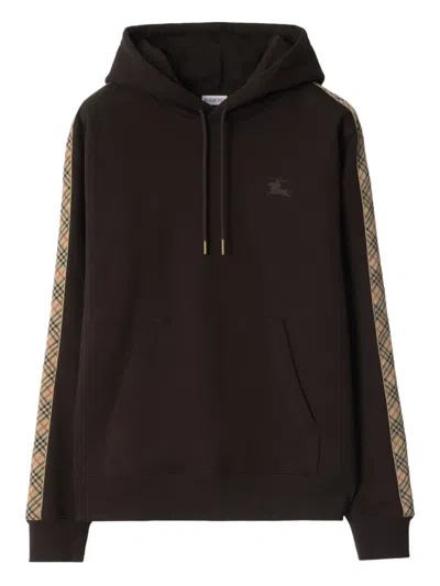 Burberry Check-trimmed Cotton Hoodie In Brown