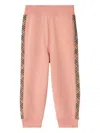 Burberry Slipper Pink Check Trim Cotton Jogging Bottoms 3-14 In Pink