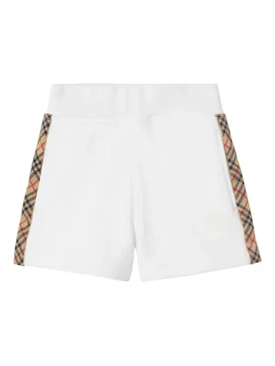 Burberry Babies' Check-trimmed Cotton Shorts In White
