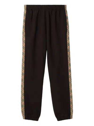 Burberry Check-trimmed Cotton Track Pants In Black