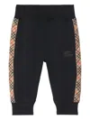 Burberry Check Trim Cotton Jogging Pants In Black