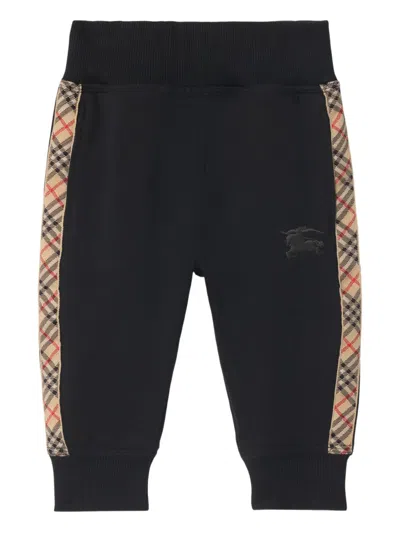 BURBERRY CHECK-TRIMMED COTTON TRACKSUIT BOTTOMS