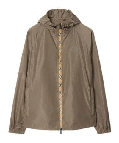 Burberry Check-trimmed Hooded Jacket In Brown