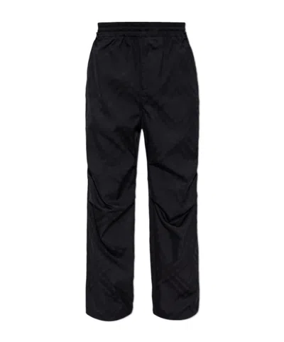 Burberry Check Trousers In Black
