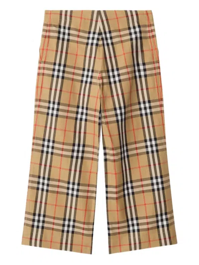 Burberry Kids' Check Trousers In Brown