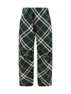 Burberry Men's Check Pattern Trousers With Elastic Waist And Drawstring In Green