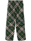 Burberry Men's Check Pattern Trousers With Elastic Waist And Drawstring In Green