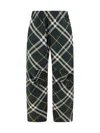 Burberry Men's Check Pattern Trousers With Elastic Waist And Drawstring In Green