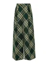 Burberry Pleated Check Wool Trousers In Black