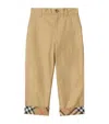 Burberry Childrens Check Turn-up Cotton Trousers In Brown