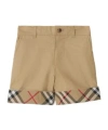 Burberry Check Turn-up Cotton Shorts In Neutral
