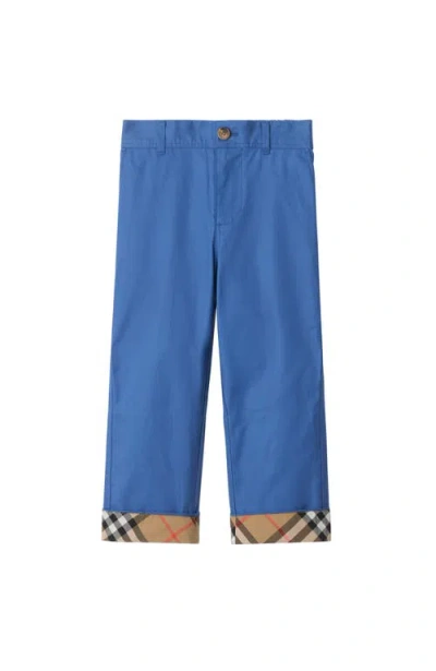 BURBERRY BURBERRY CHECK TURN-UP COTTON TROUSERS