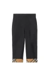 Burberry Childrens Check Turn-up Cotton Trousers In Black