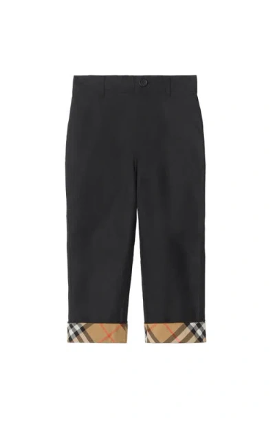 BURBERRY BURBERRY CHECK TURN-UP COTTON TROUSERS