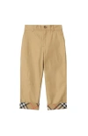 Burberry Childrens Check Turn-up Cotton Trousers In Brown