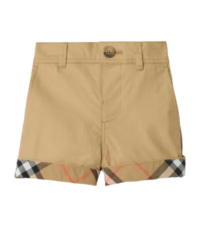 Burberry Kids' Check Turn-up Shorts In Brown