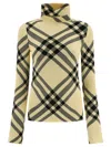 Burberry Checkered Turtleneck Knitwear Long Sleeves In Beige