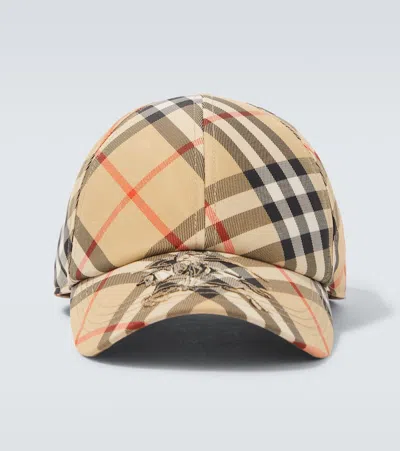 Burberry Check Twill Baseball Cap In Nude