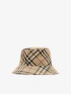 Burberry Check Cotton Blend Bucket Hat In Alabaster
