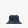 Burberry Men's Ekd Check Bucket Hat In Midnight