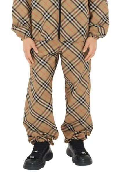 Burberry Check Twill Drawstring Trousers In Sand Check
