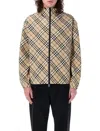 Burberry Beige Reversible Jacket With Ekd Logo Embroidery On The Front And All-over Check Motif In Tech Fabri